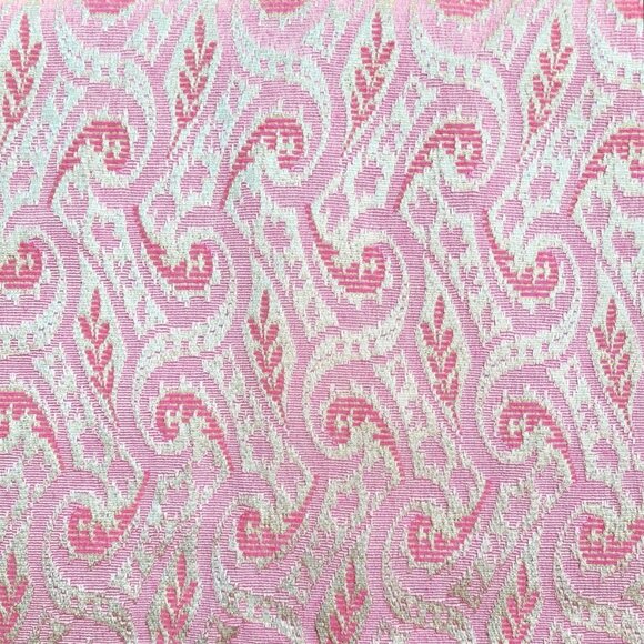Vintage 60s Midcentury Mod Bubblegum Pink Metallic Brocade Jacquard Sheath Dress - Picture 5 of 7